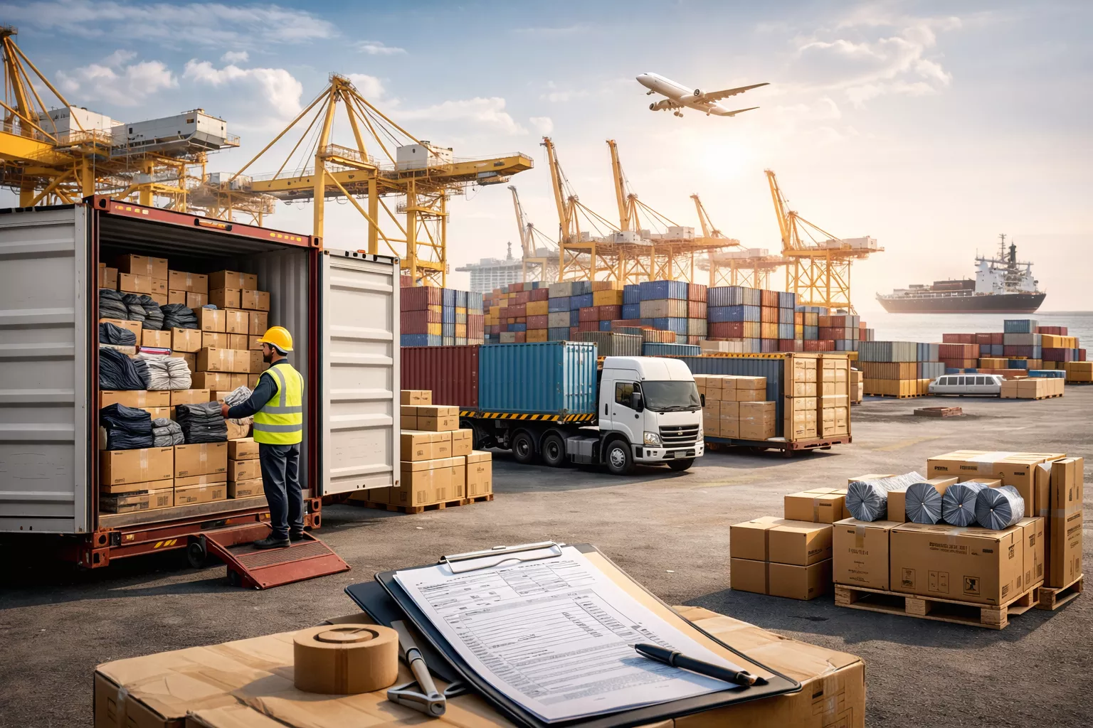 مستودعات الشركة في جبل علي - تجهيز وتصدير حاويات بضائع