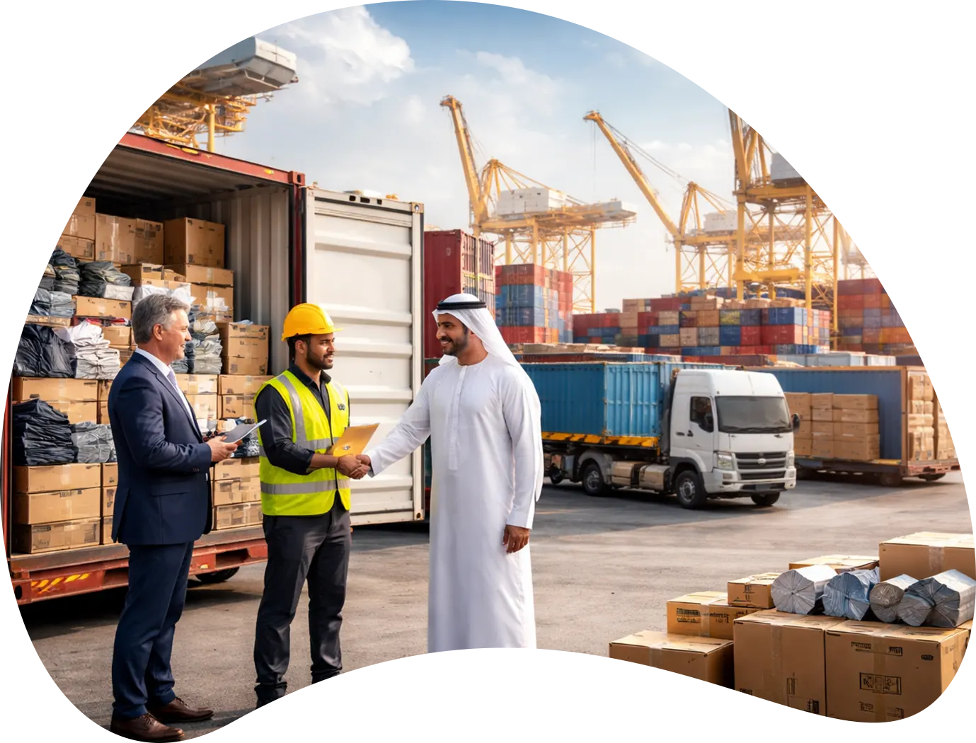 صورة توضيحية لحاوية بضائع جاهزة للتصدير من جبل علي